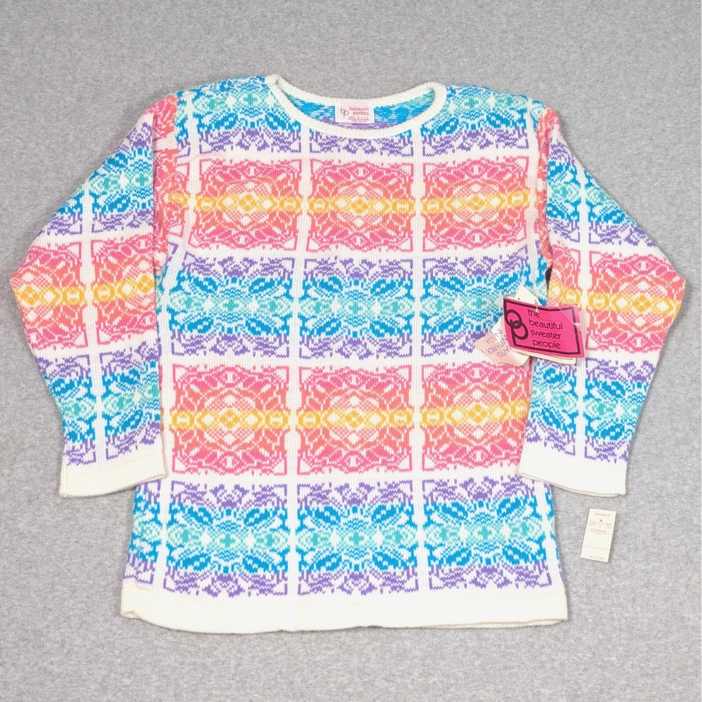 Vintage Beldoch Popper Petites Sweater Women's PM Medium Geometric Pattern New